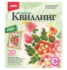 Квиллинг-панно 3D "Пышные цветы", с рамкой, картонная коробка Lori Квл-011 (1/7)