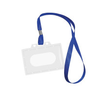 Бэйдж 55x90мм Горизонтальный, с синей лентой 42см FOROFIS 91639 (50/500)