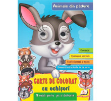 Carte de colorat cu ochisori. Animale din padure. +9 masti N*2403