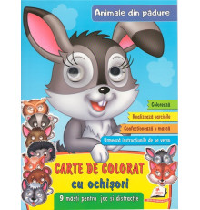 Carte de colorat cu ochisori. Animale din padure. +9 masti N*2403