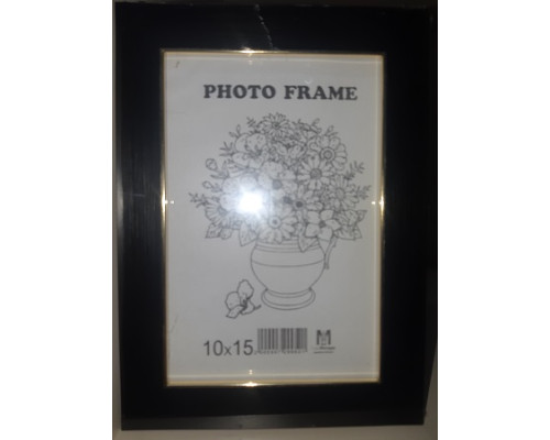 Фоторамка A6 10*15 c ножкой-подставкой черная с золотым кантом 20-02-04 CM*9501
