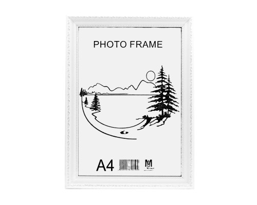 Rama foto A4 cu suport alba cu ornament argintiu 25-01-02 CM*0498