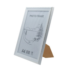 Фоторамка A4 c ножкой-подставкой белая с серебрянным узором 25-01-02 CM*0498