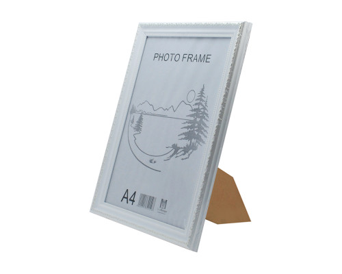 Фоторамка A4 c ножкой-подставкой белая с серебрянным узором 25-01-02 CM*0498
