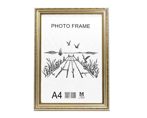 Rama foto A4 cu suport aur deschis cu ornament 25-01-03 CM*0511