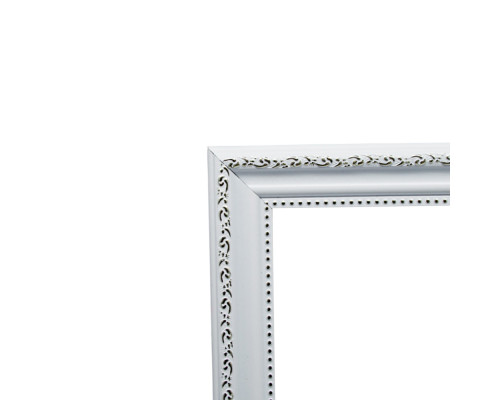 Фоторамка A5 15*21 c ножкой-подставкой белая с серебрянным узором 25-01-02 CM*0856