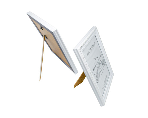 Фоторамка A5 15*21 c ножкой-подставкой белая с серебрянным узором 25-01-02 CM*0856