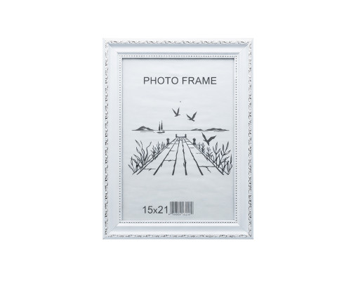 Rama foto A5 15*21 cu suport alba cu ornament argintiu 25-01-02 CM*0856