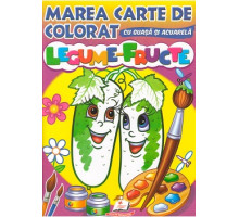 Marea carte de colorat cu guasa si acuareala. Legume-Fructe. N*4087