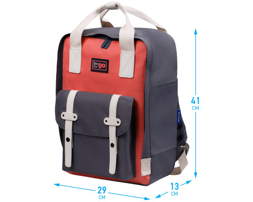 Рюкзак 1отд.41*29*13см, Berlingo Casual "Coral grey" RU06970