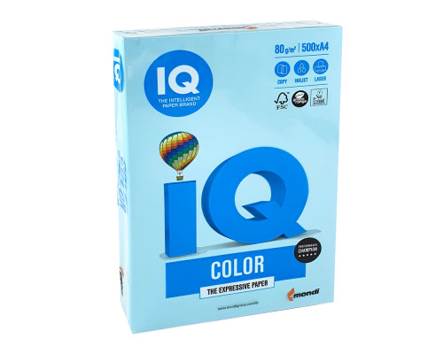 Бумага А4 голубая "IQ-Color"80g/m2, 500л, MB30 Бумага А4 голубая "IQ-Color"80g/m2, 500л, MB30