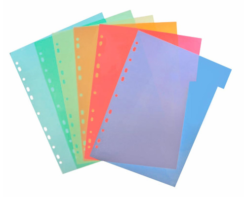66557 Indexuri plastic A4, colorate, numerotate 1-6, BM.3210 (100/600)
