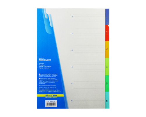 Indexuri plastic A4, colorate, numerotate 1-6, BM.3210 (100/600) Indexuri plastic A4, colorate, numerotate 1-6, BM.3210 (100/600)