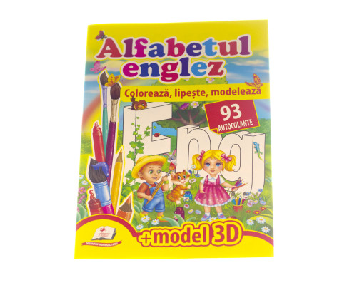 Coloreaza, lipeste, modeleaza. Alfabetul limbii engleze. 93 autocolante A4 N*4476