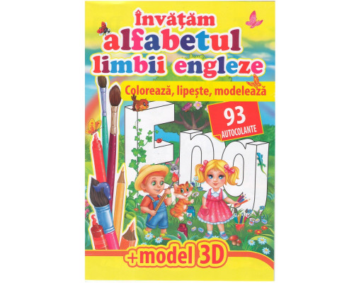 Coloreaza, lipeste, modeleaza. Alfabetul limbii engleze. 93 autocolante A4 N*4476