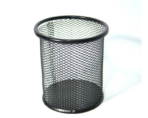 Стакан для ручек металл.сетка, круглый, серый h-10cm (12/96)