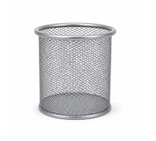 Стакан для ручек металл.сетка, круглый, серый h-10cm (12/96)