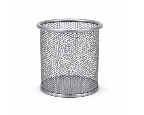 Стакан для ручек металл.сетка, круглый, серый h-10cm (12/96)