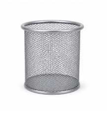 Pahar pentru pixuri, plasa metal, rotund, gri, h-10cm (12/96)