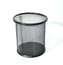 Pahar pentru pixuri, plasa metal, rotund, sur, h-10cm (12)