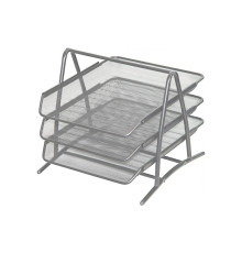 Лоток для бумаг 3-й метал. горизонтальный, серебро (12)