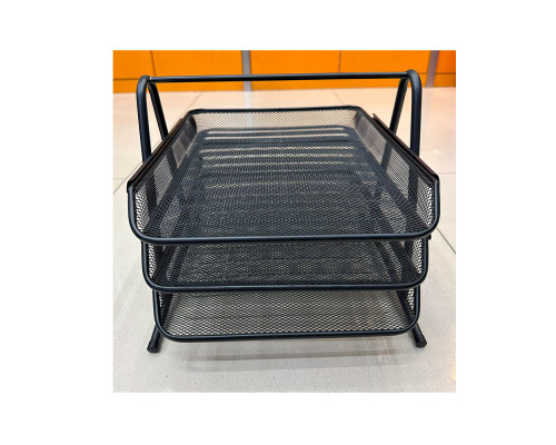 Лоток для бумаг 3-й метал. горизонтальный, черный (12)