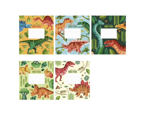 Caiet 12 file matematica Школярик, "Dino park" 012-3227K (30/300/600)