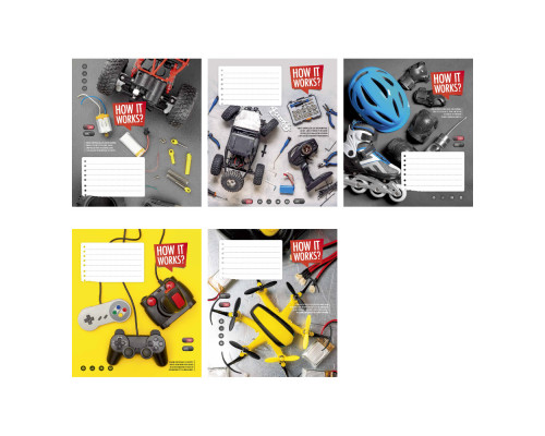 Caiet 12 file linie mare Школярик "How it works?" 012-3047L (30/300)