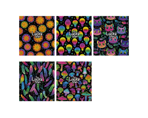 Caiet 12 file linie mare Genius "Lucky ones" 70г/м2, 012-3089L (30/300)