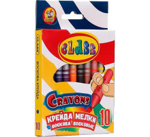 Мелки восковые 10 цветов, 8*90мм, CLASS 7602 (24/432)