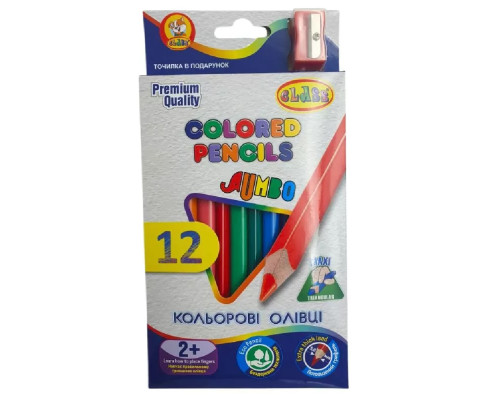 Creioane 12 cul.+ascutitoare, JUMBO, CLASS 1812C (12/144)