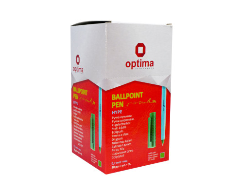 Ручка шариковая маслян., зеленая, 0.7мм, HYPE Optima (50/1000)