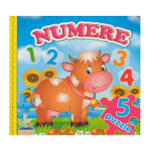 742792 Cartea cartonata cu 5 puzzle. Numerele. N*9259 (15.5X15.5)