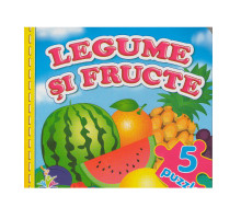 Cartea cartonata cu 5 puzzle. Legume si fructe. N*9273 (15.5X15.5)