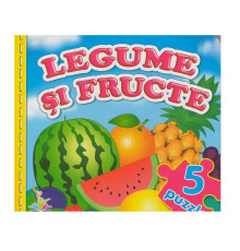 Cartea cartonata cu 5 puzzle. Legume si fructe. N*9273 (15.5X15.5)