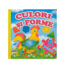 742794 Cartea cartonata cu 5 puzzle. Culori si forme. N*9280 (15.5X15.5)