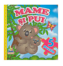 Cartea cartonata cu 5 puzzle. Mame si pui. N*9266 (15.5X15.5)