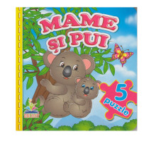 Cartea cartonata cu 5 puzzle. Mame si pui. N*9266 (15.5X15.5)