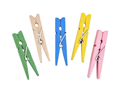 Набор прищепок деревянных, цветные 45мм. 20шт.BR-905 (50/200)