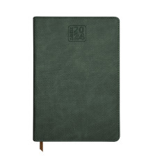 9202411 Ежедневник A5 датированный 2024, зеленый, структура "лен"