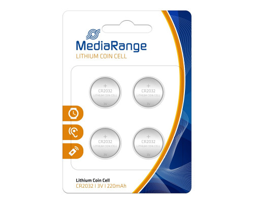 Батарейка MediaRange, Lithium Coin Cells, CR2032,3V,4шт.MRBAT132 (144)