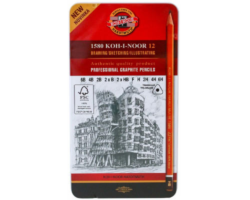 Set creioane simple 1582-FSC triunghiulare 6B-6H Set creioane simple 1582-FSC triunghiulare 6B-6H