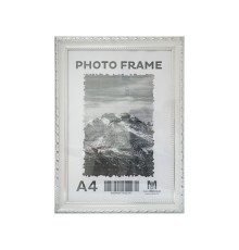 Фоторамка A4 c ножкой-подставкой белая с серебрянным узором 24мм F2409-2 CM*2317