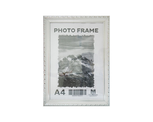 Rama foto A4 cu suport alb cu ornament argintiu, 24mm F2409-2 CM*2317