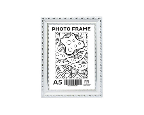Фоторамка A5 15*20 c ножкой-подставкой белая с серебрянным узором, 24мм F2409-2 CM*2417