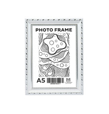 Rama foto A5 15*20 cu suport alba cu ornament argintiu, 24mm F2409-2 CM*2417