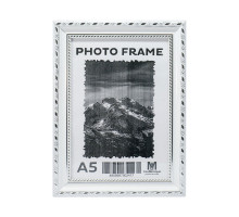 Rama foto A5 15*20 cu suport alba cu ornament argintiu, 24mm F2409-2 CM*2417