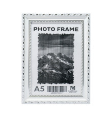 Rama foto A5 15*20 cu suport alba cu ornament argintiu, 24mm F2409-2 CM*2417