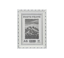 Фоторамка A6 10*15 c ножкой-подставкой белая с серебрянным узором, 24мм F2409-2 CM*2497
