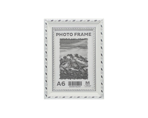 Фоторамка A6 10*15 c ножкой-подставкой белая с серебрянным узором, 24мм F2409-2 CM*2497